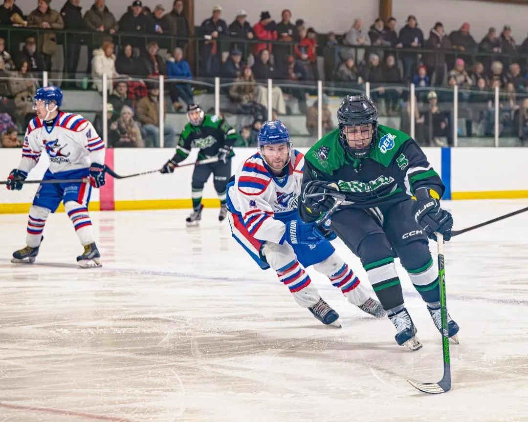 Shelburne Muskies in OEHL action at a packed Centre Dufferin Recreation Complex